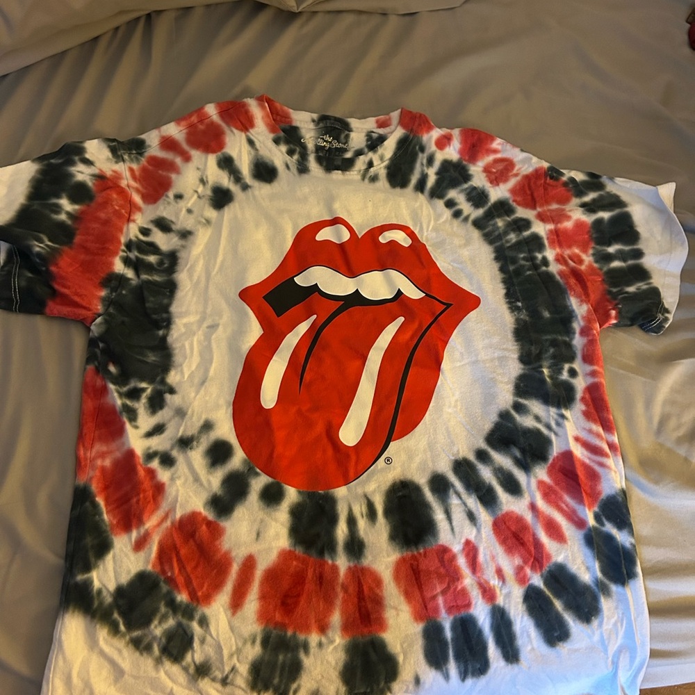 The Rolling Stones Red and Blue Tie-Dye Shirt Band Tee Shirt